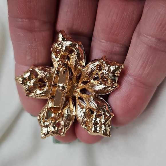 Women's Colorful Rhinestone Floral Brooch Retro Style Pin Rhinestone Sparkling - Picture 3 of 5